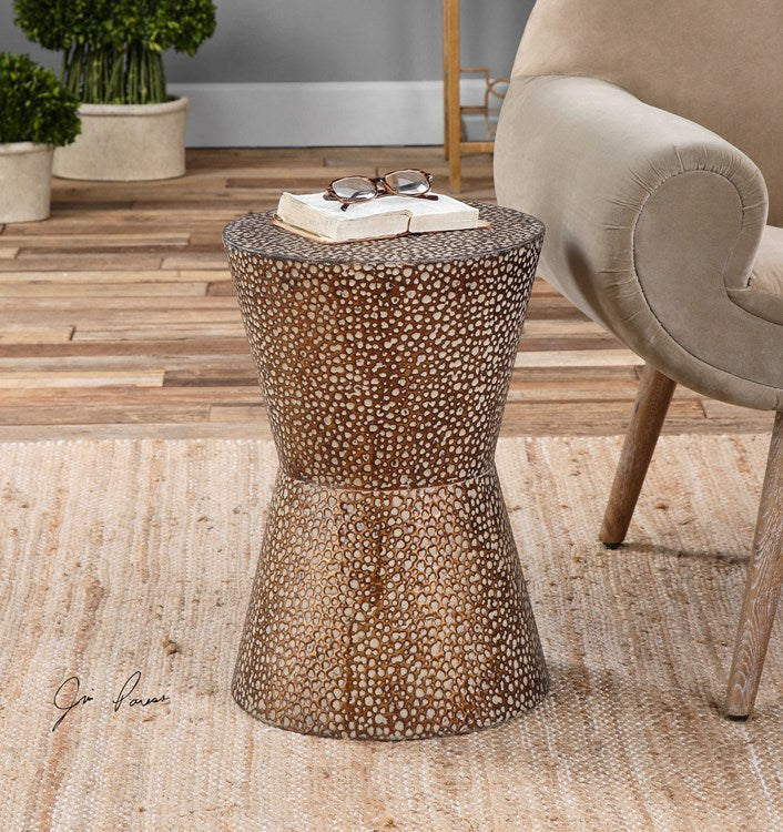 Textured Bronze Accent Table