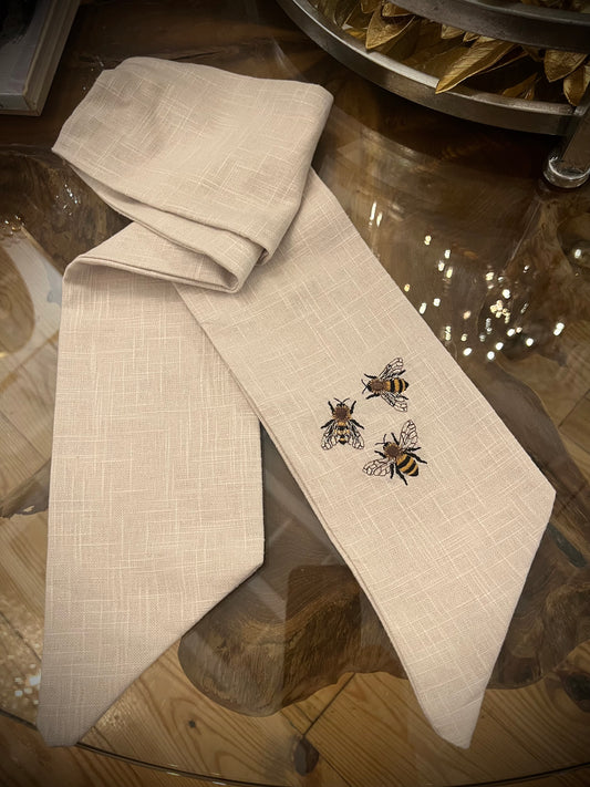 Embroidered Bee Wreath Scarf